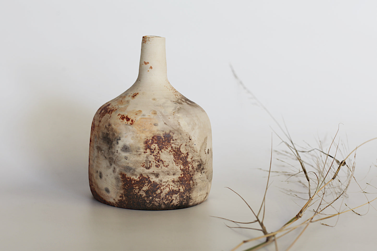Pit fired stoneware bottle - one of a kind