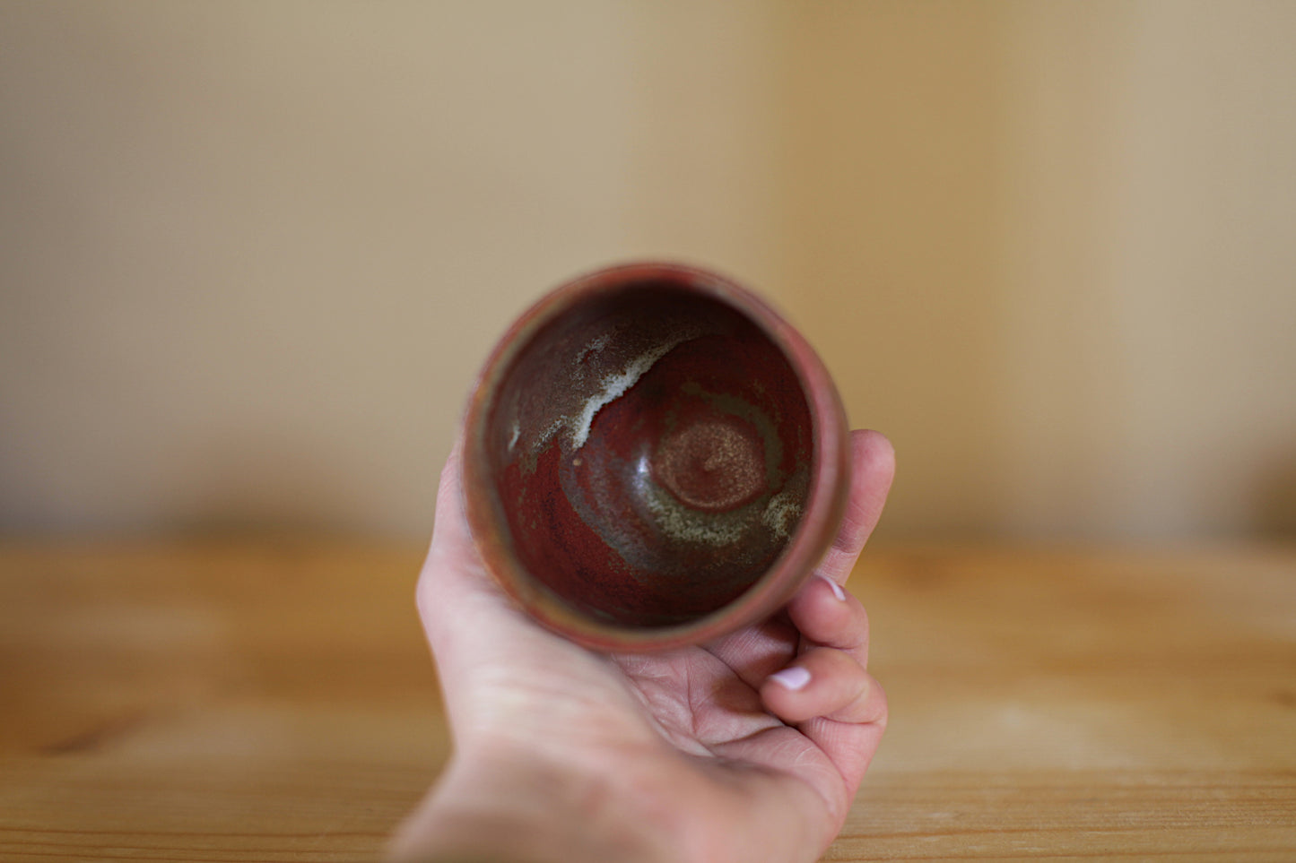 Red ash glaze yunomi - porcelanic stoneware