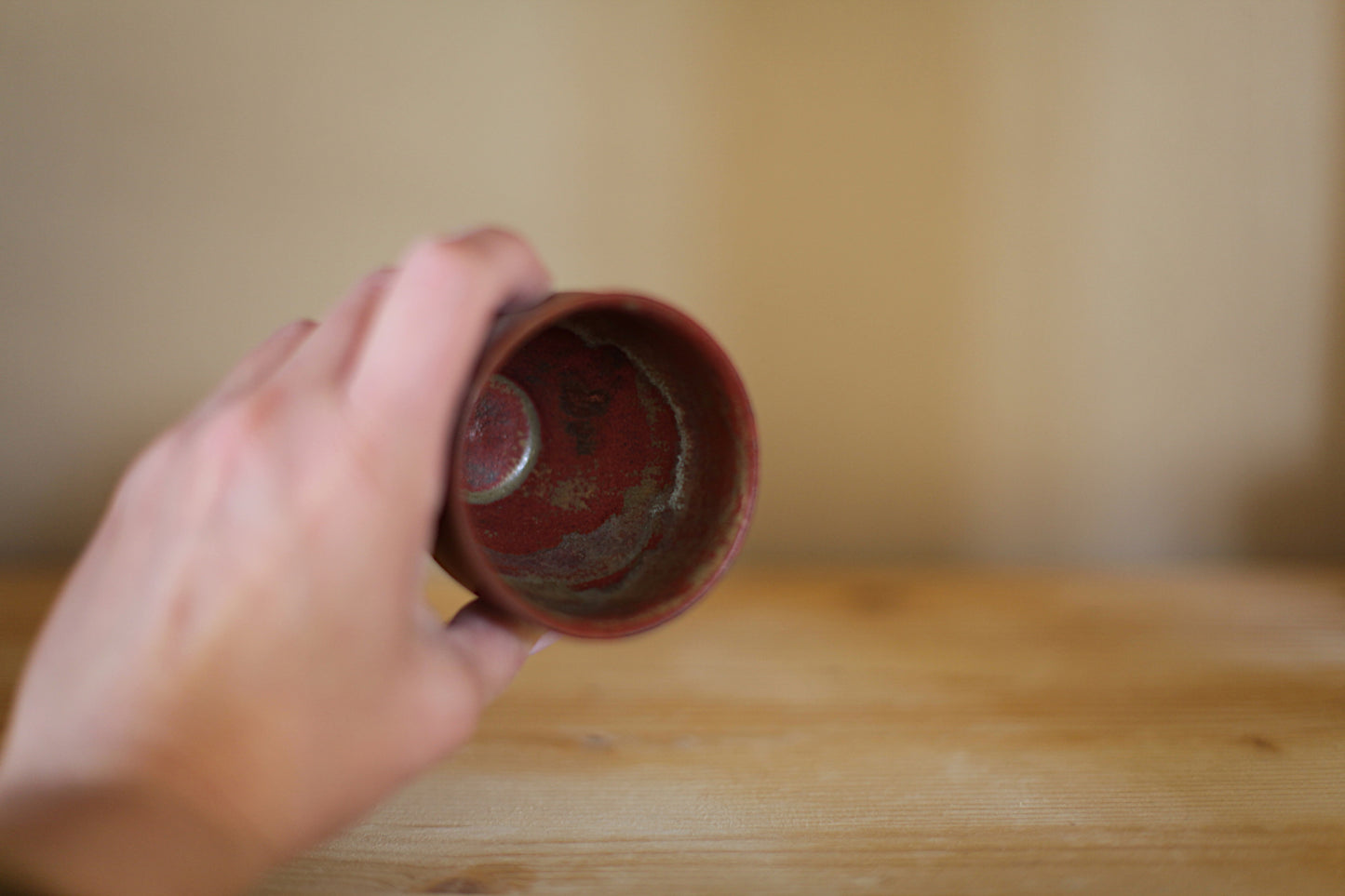 Red ash glaze yunomi - porcelanic stoneware 140 ml