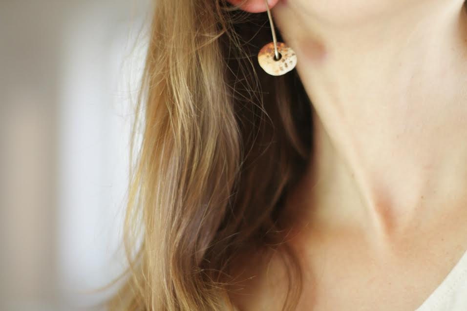 Slices of life - Raised from ashes - Pit fired ceramic on sterling silver earrings