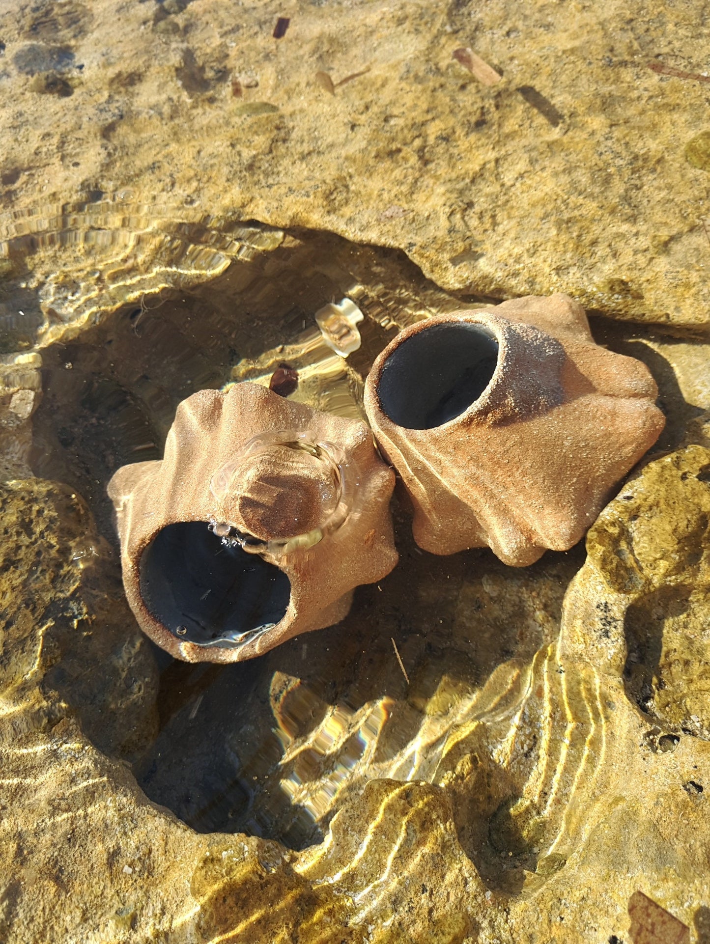 Gourd shaped stoneware vase, candle holder