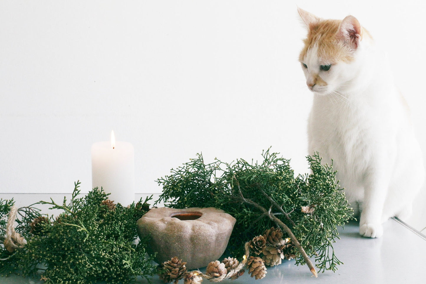 Gourd shaped stoneware vase, candle holder