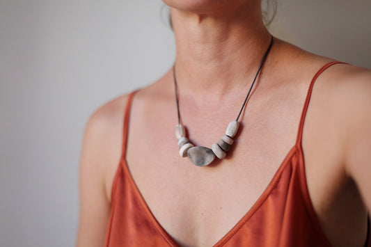Final sale - Tibet - stardust - ceramic beaded necklace