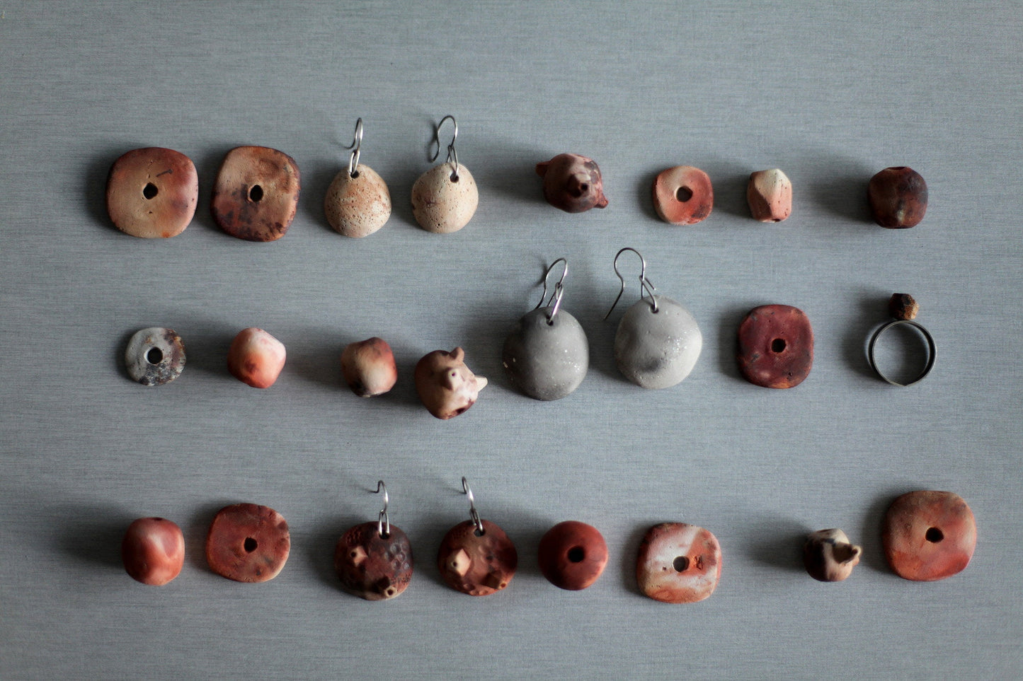 Barnacles - hand sculpted ceramic pit fired earrings - raised from ashes