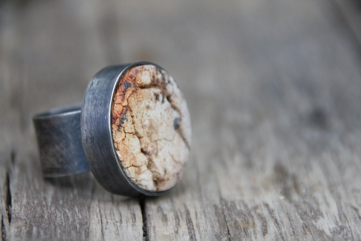 Raised from ashes  - ceramic and sterling silver ring