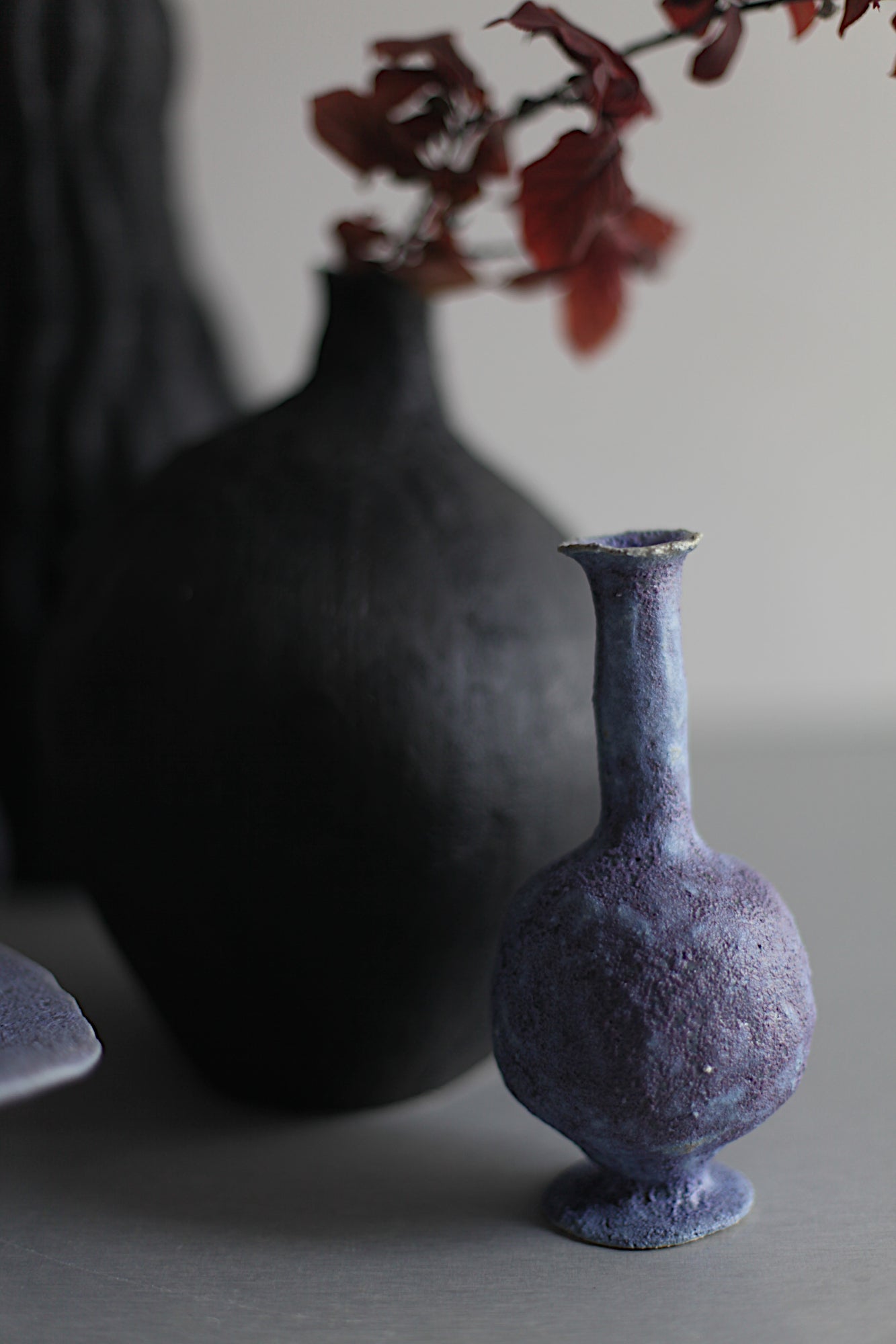Blue ceramic bottle