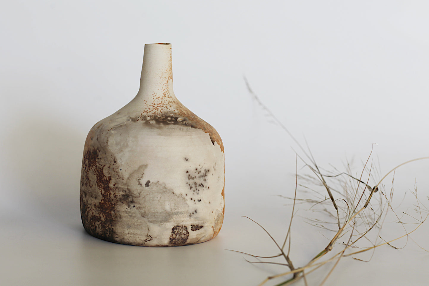 Pit fired stoneware bottle - one of a kind