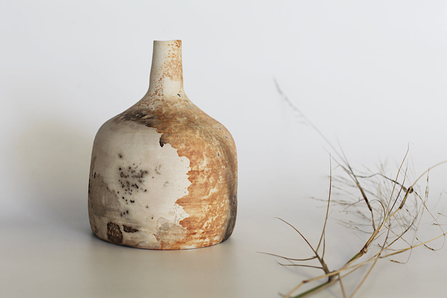 Pit fired stoneware bottle - one of a kind