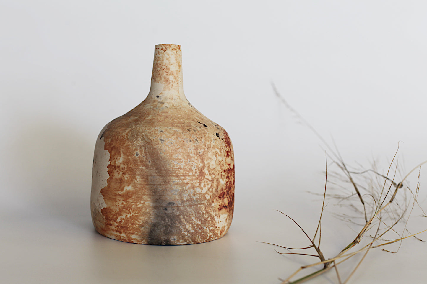 Pit fired stoneware bottle - one of a kind