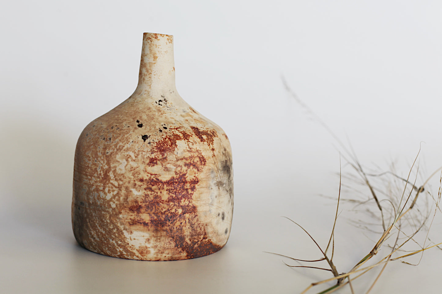 Pit fired stoneware bottle - one of a kind