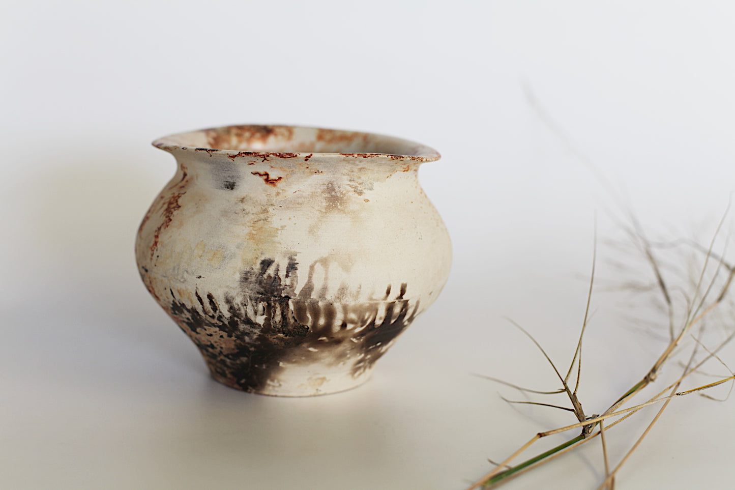 Pit fired stoneware vessel - one of a kind