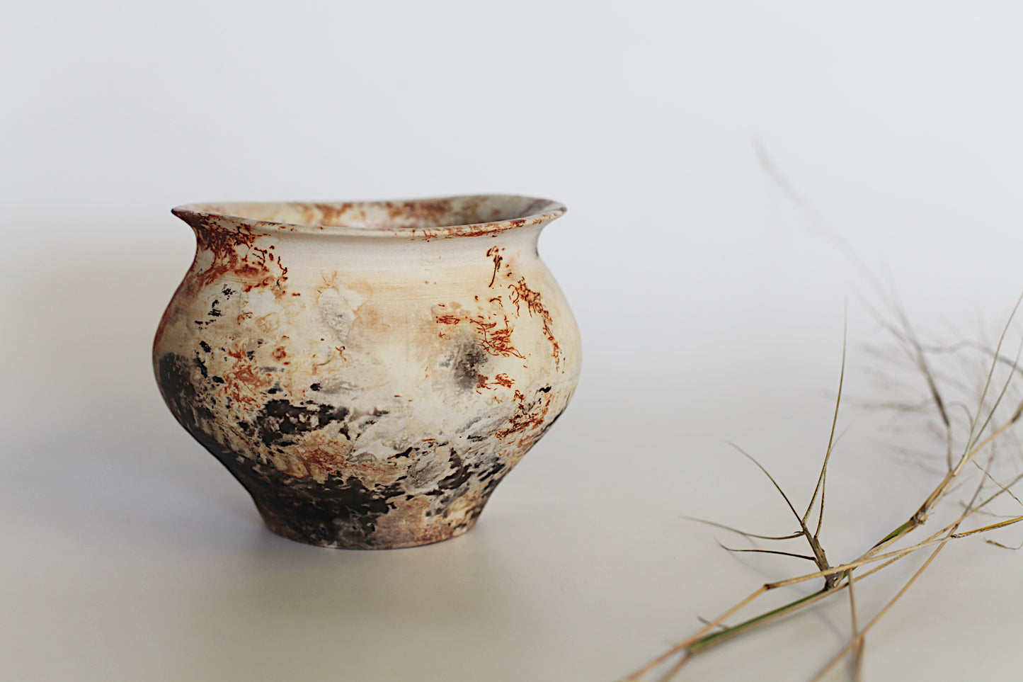 Pit fired stoneware vessel - one of a kind