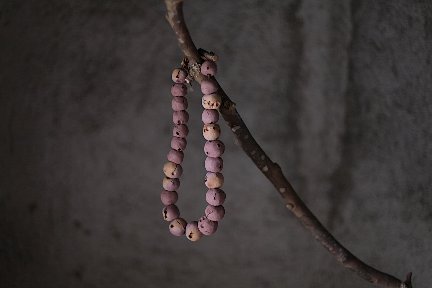 Mauve and earth - ceramic beaded necklace - ready to ship OOAK