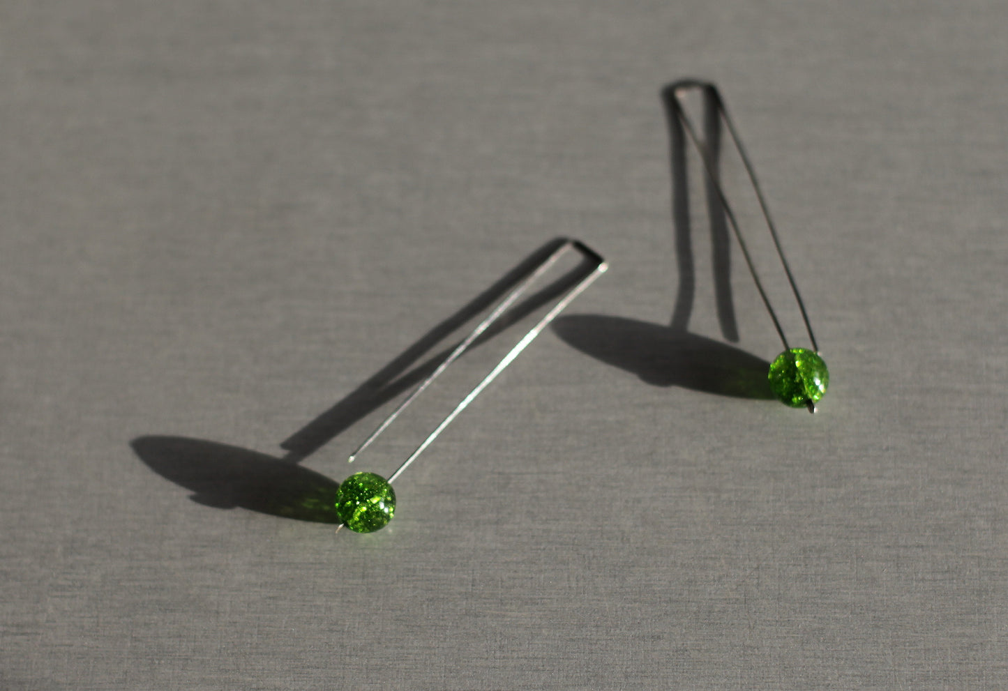 Pine - green quartz and sterling silver earrings