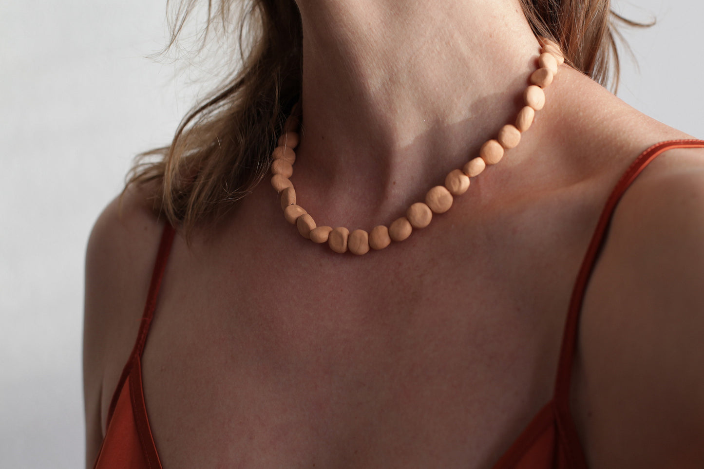 Pebble - ooak short beaded ceramic necklace - ready to ship