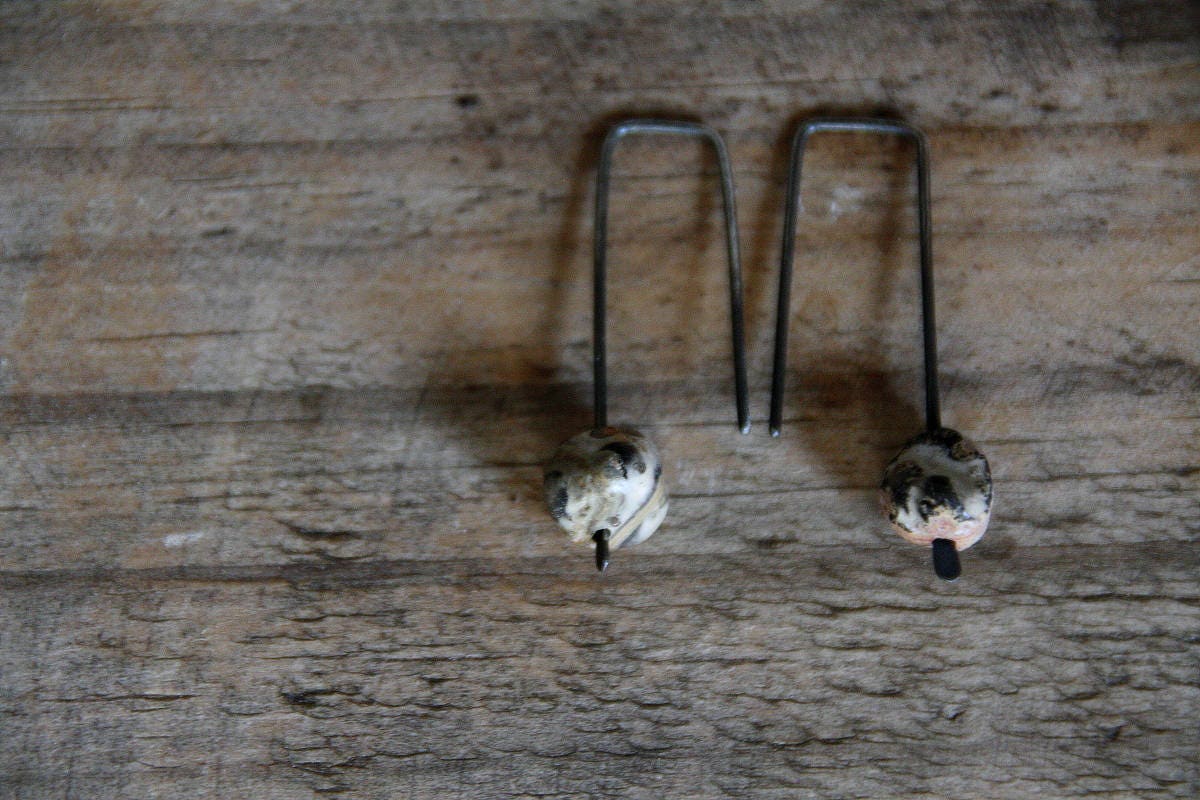 Jasper - dangle earrings - oxidized sterling silver
