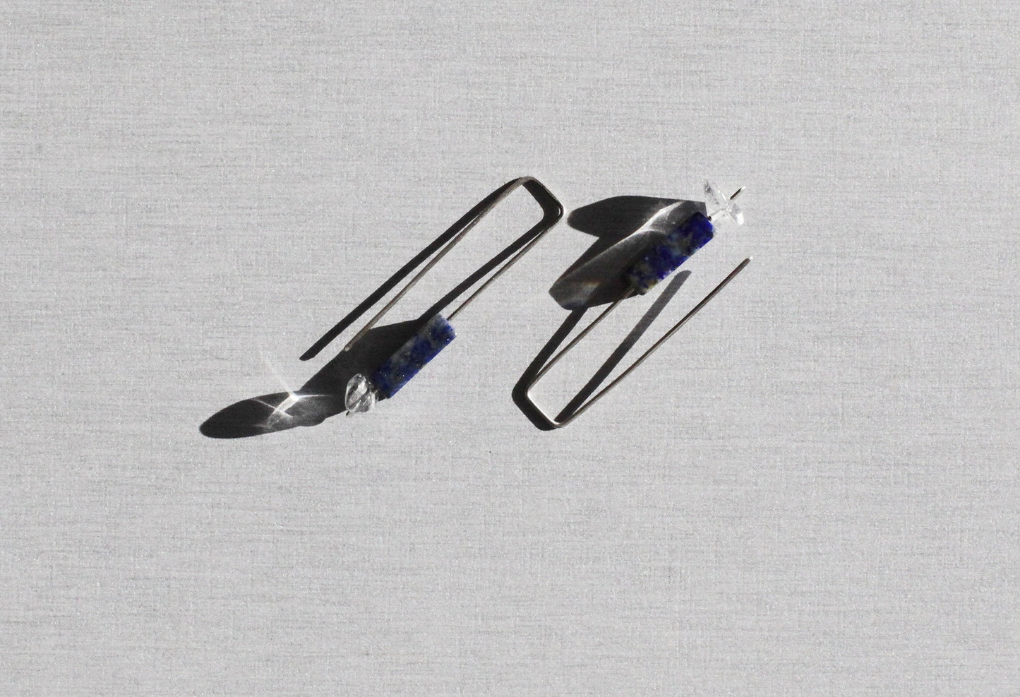 Lapis lazuli and crystal quartz sterling silver earrings
