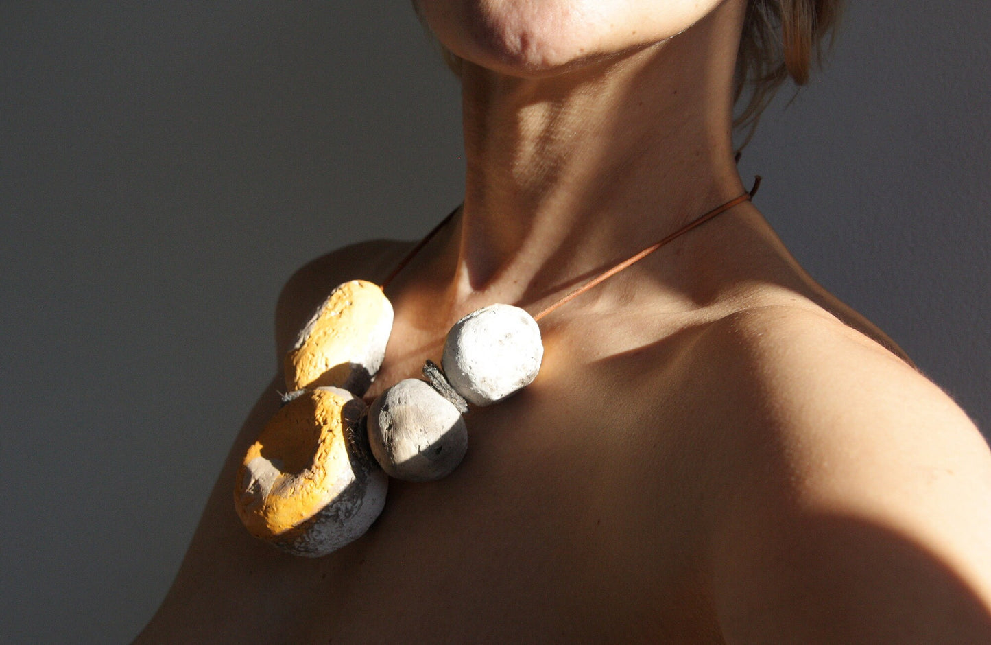Sun light ceramic necklace - raku fired