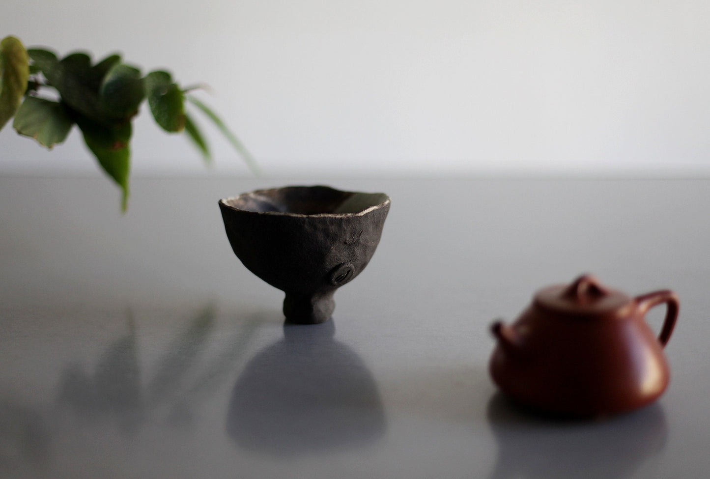 Dark brown tea bowl, wine goblet