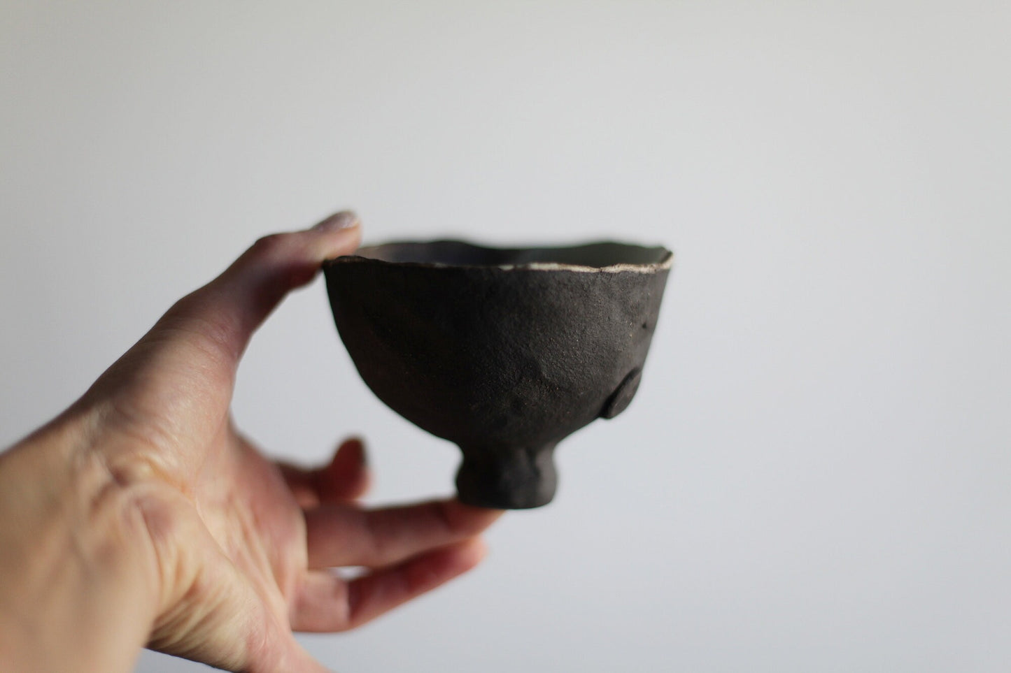 Dark brown tea bowl, wine goblet