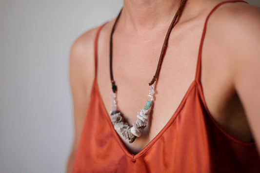 Final sale - Stardust tribal - smoke fired ceramic necklace