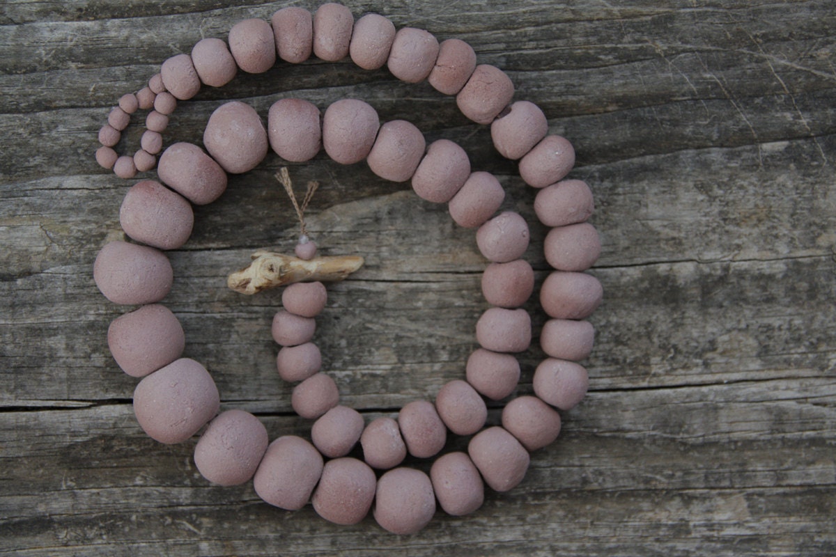 Simple pleasures - mauve ceramic beaded necklace - made to order