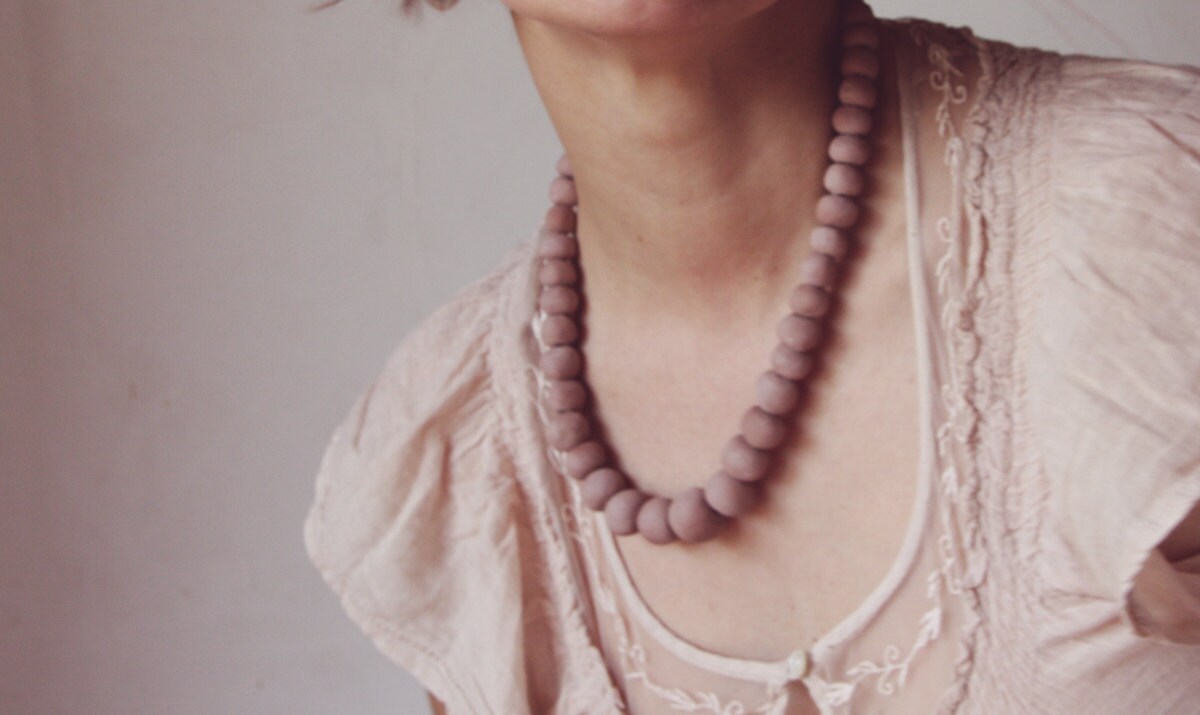 Simple pleasures - mauve ceramic beaded necklace - made to order