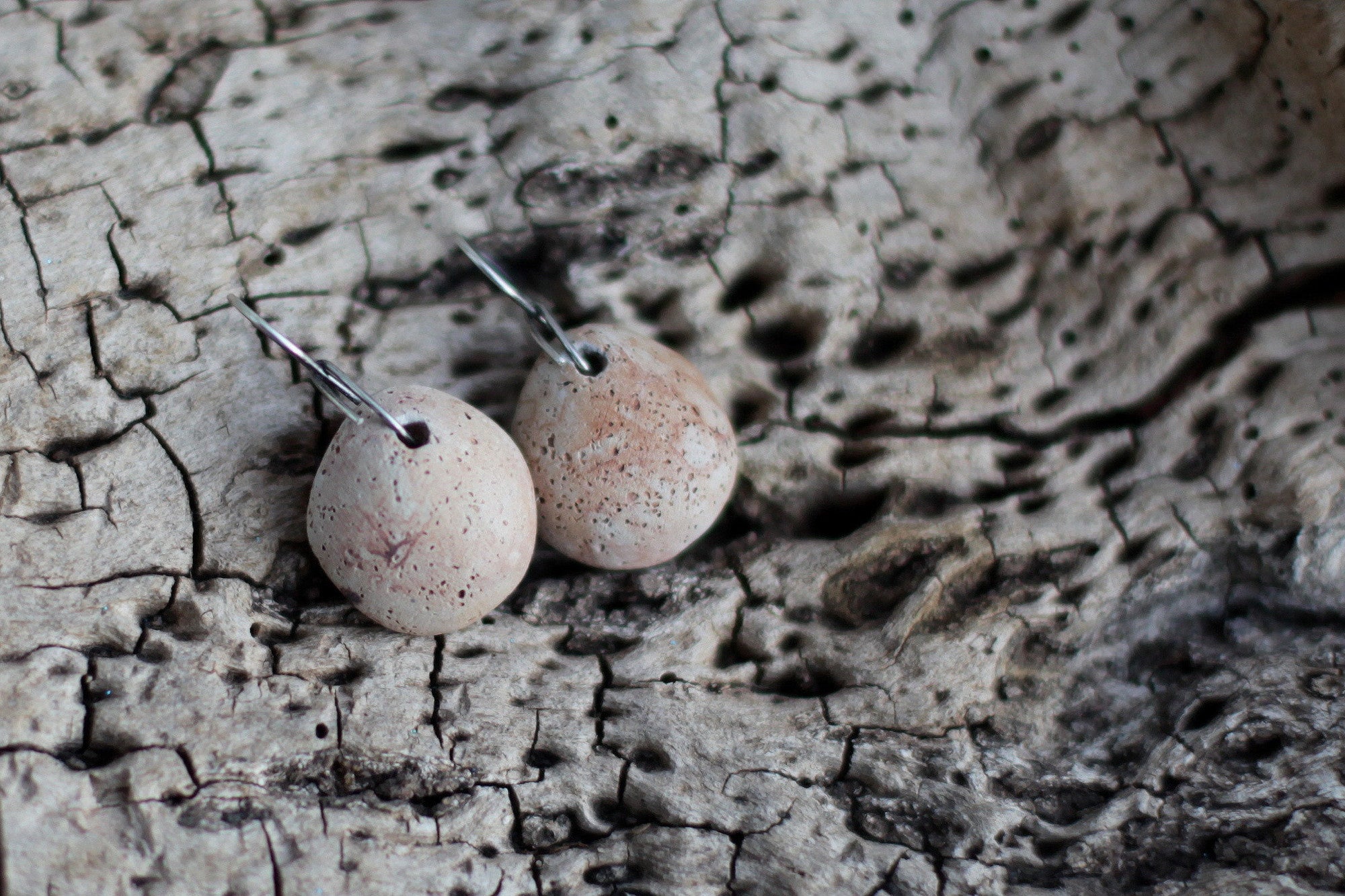 Barnacles - 2024 hand sculpted ceramic pit fired earrings - raised from ashes