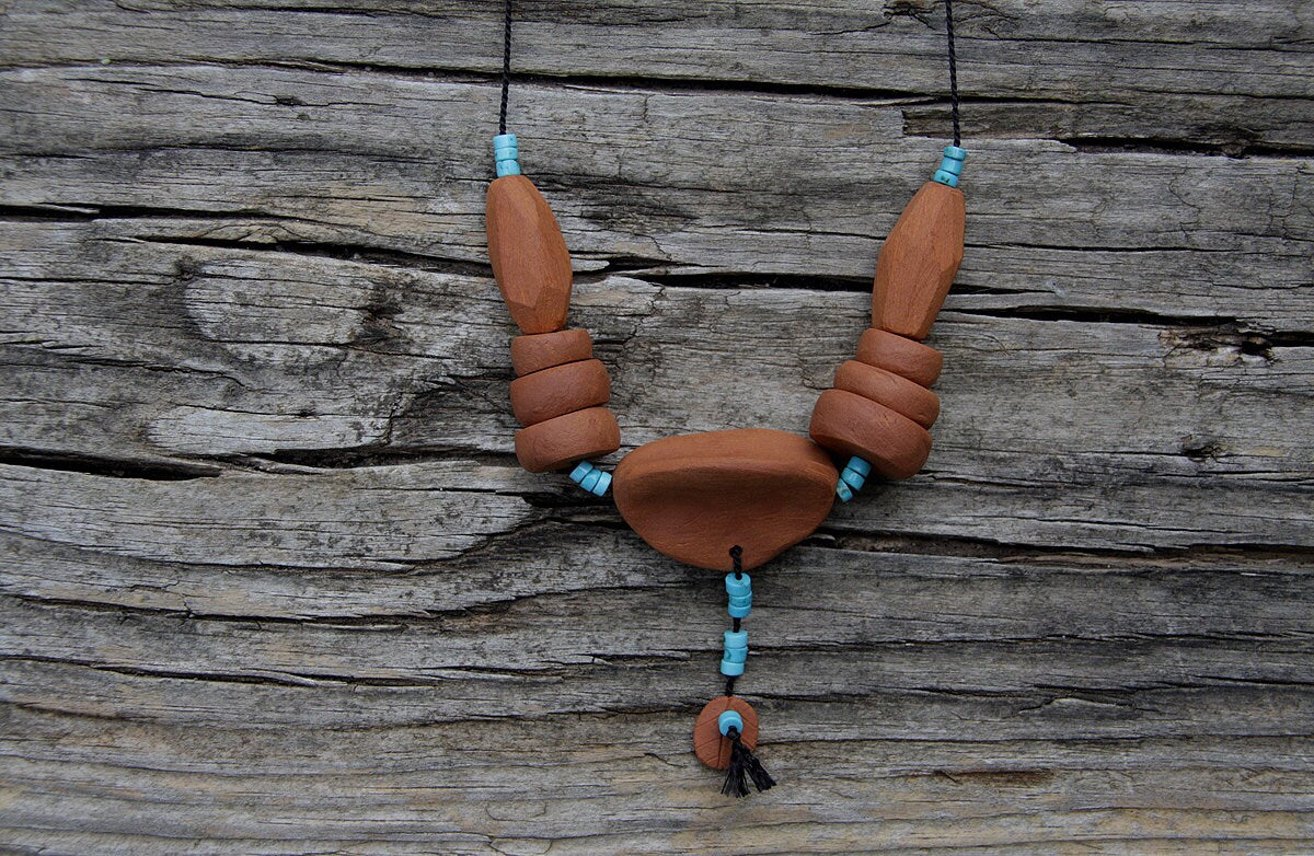 SALE Andes-  native inspired ceramic necklace - ready to ship