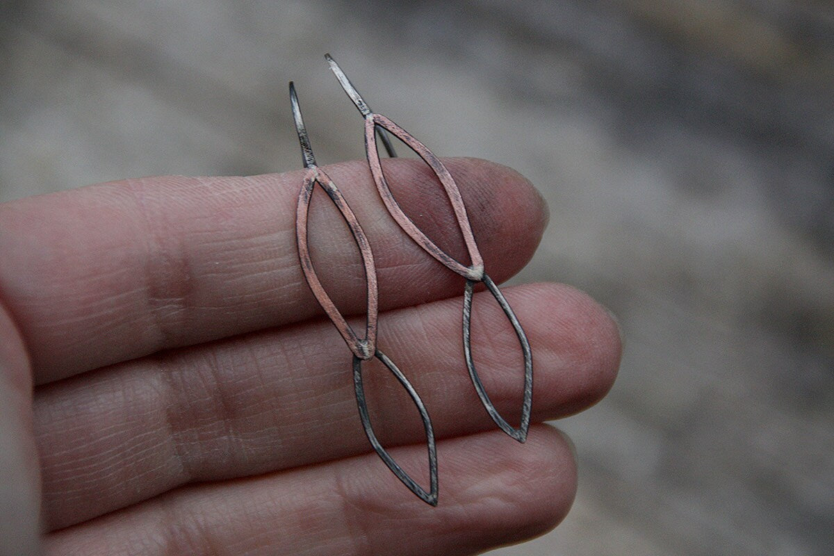 Symbiosis - sterling silver and copper earrings